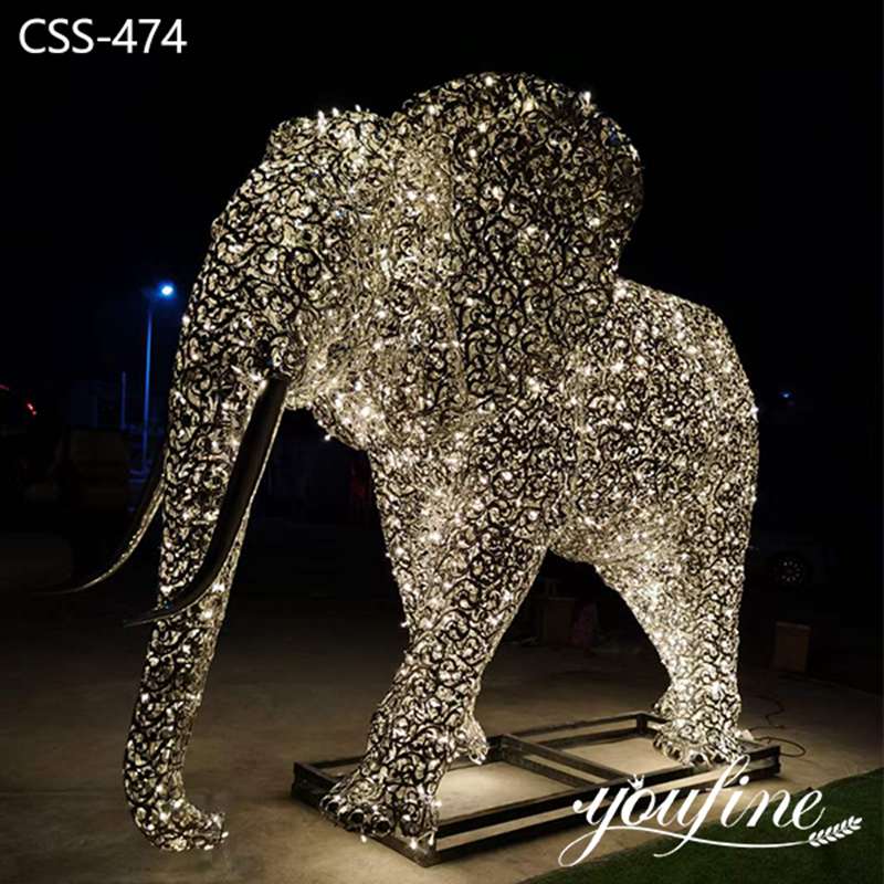 Large metal elephant sculpture