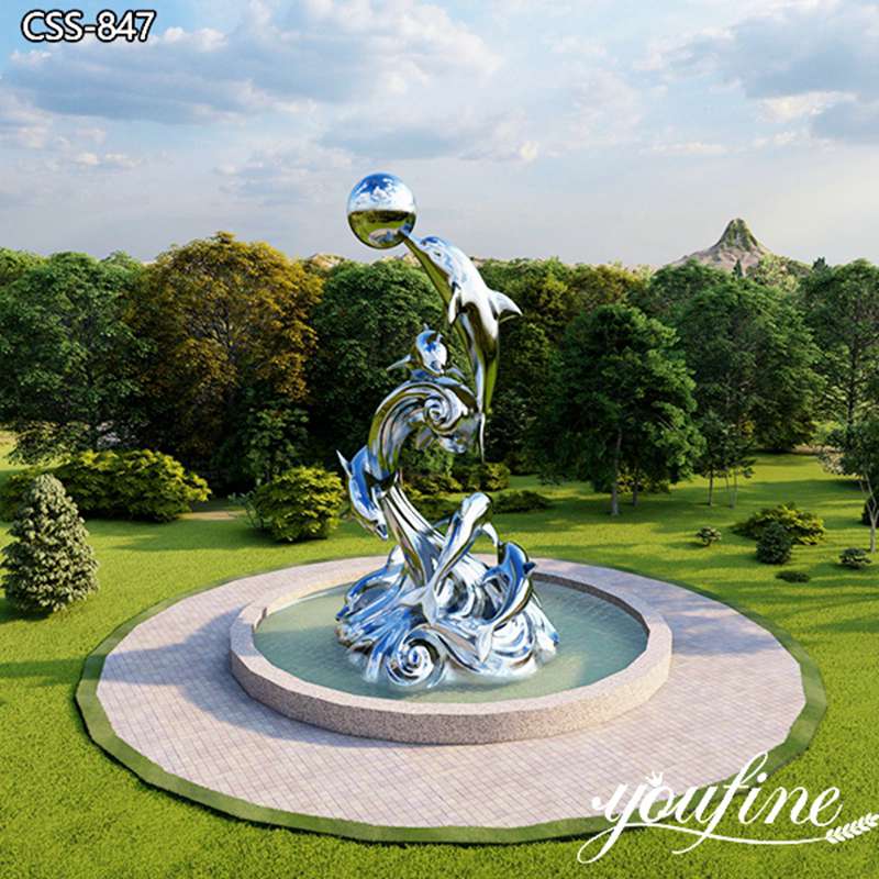 Stainless steel dolphin sculpture-YouFine Sculpture